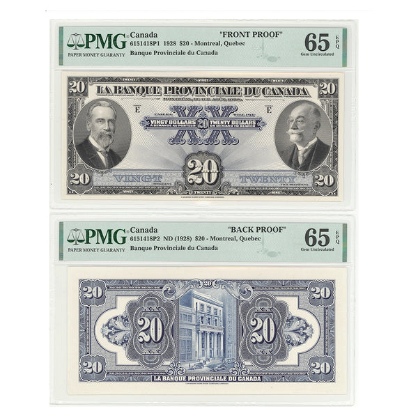 $20 1928 La Banque Provincale du Quebec Paper Money Set PMG GUNC-65 Default Title