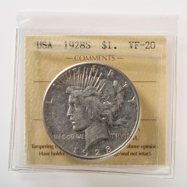 US 1 Dollar Silver 1928S ICCS VF-20