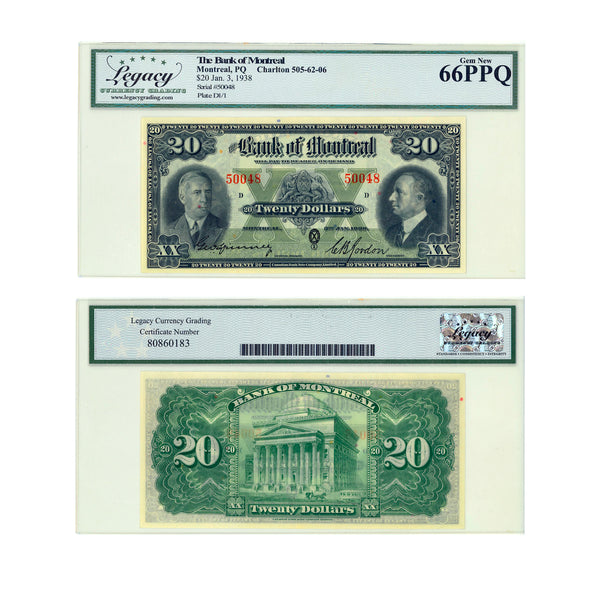 $20 1938 Montreal Bank G.W. Spinney-C.B. Gordon Legacy GUNC-66 Default Title