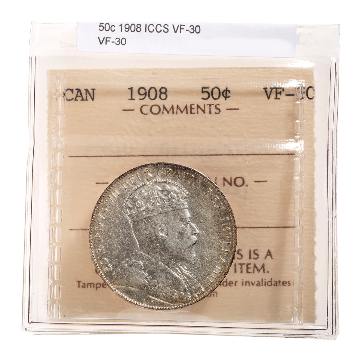 50 Cent 1908 ICCS VF-30