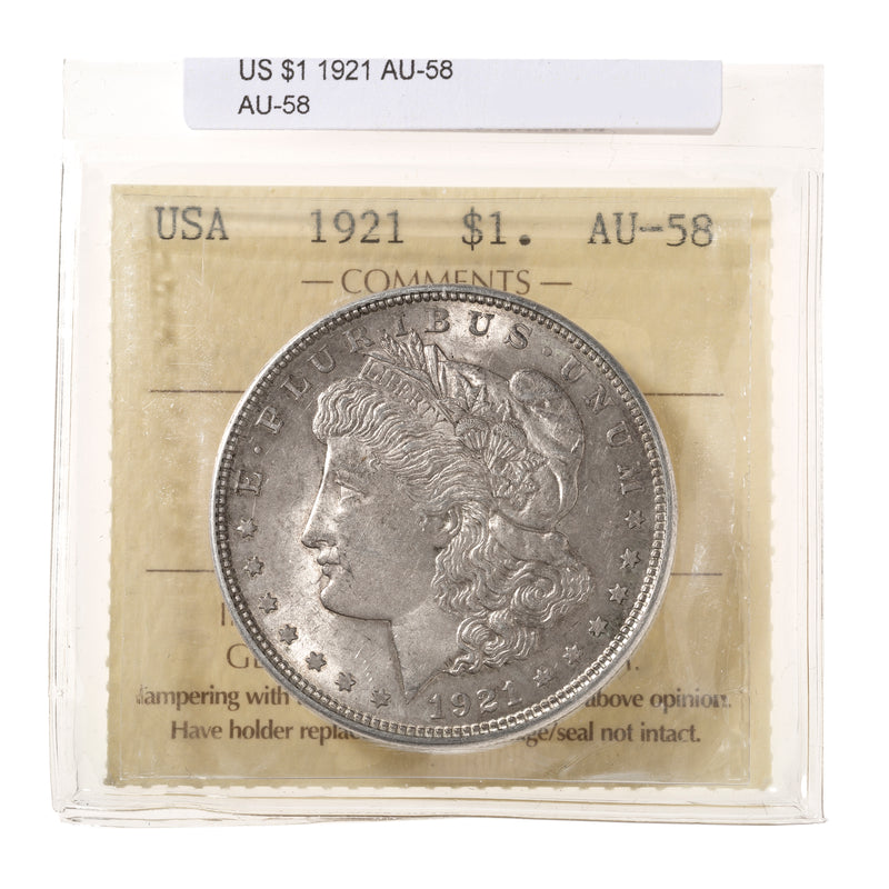 US 1 Dollar 1921 ICCS AU-58