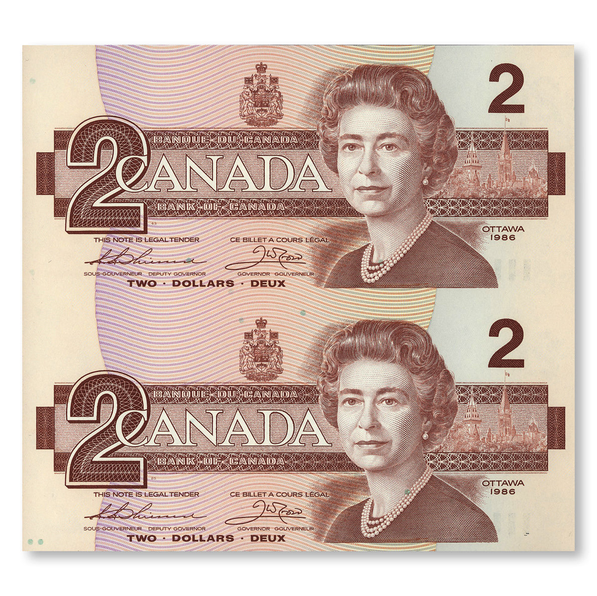 BANKNOTESコレクション② 22枚 Uncut Block of Two Replacement Notes: $1 1973 & $2 1986