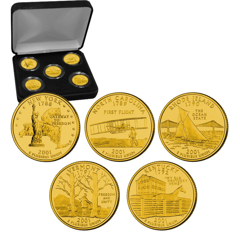 2001 US 25 Cent Gold Edition State Quarter Collection