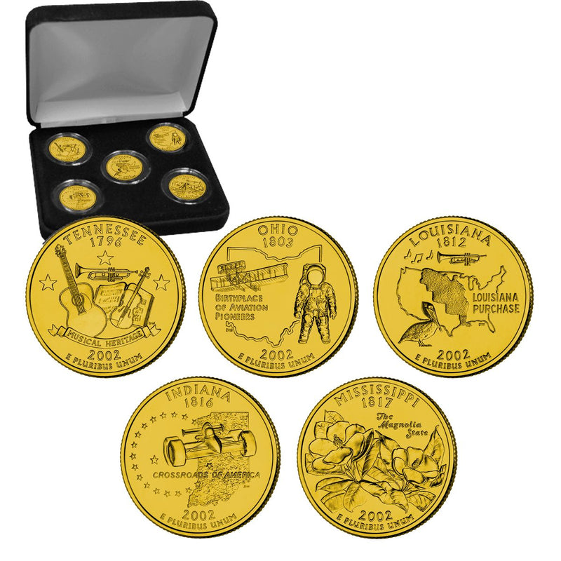 2002 US 25 Cent Gold Edition State Quarter Collection