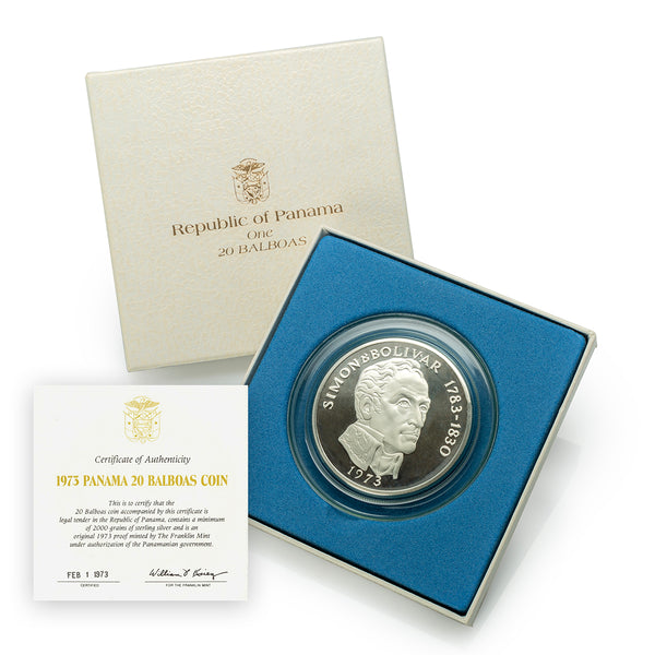 1973 Panama 20 Balboas - Sterling Silver Coin