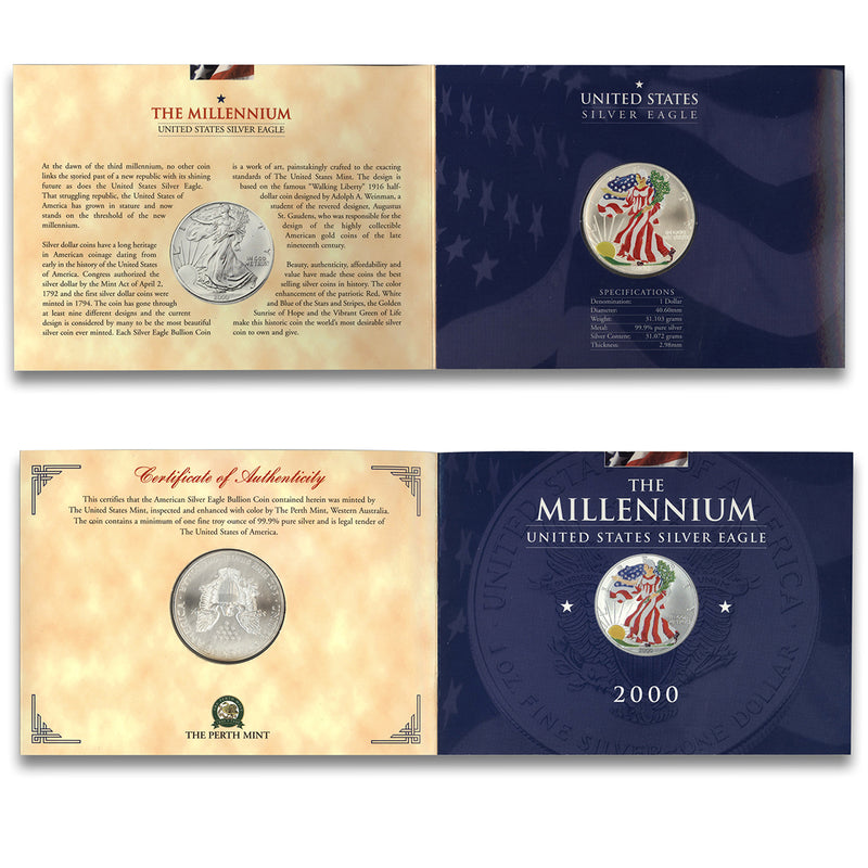 2000 $1 The Millennium United States Silver Eagle - Fine Silver Coin