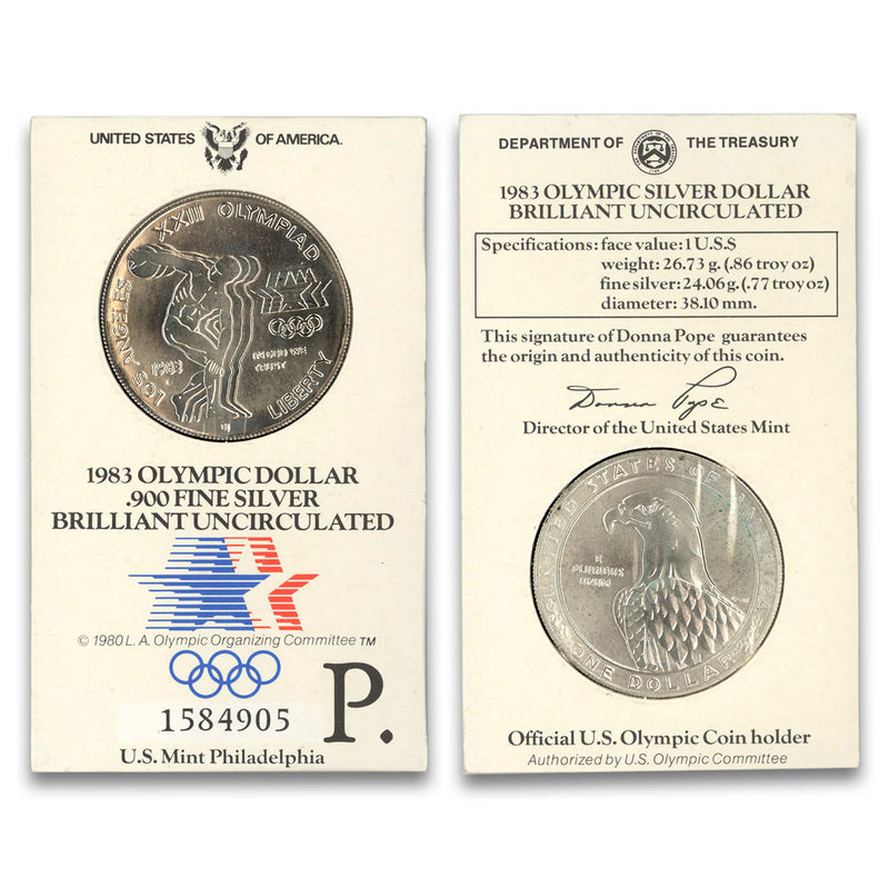1983P $1 US Olympic Brilliant Uncirculated Silver Coin