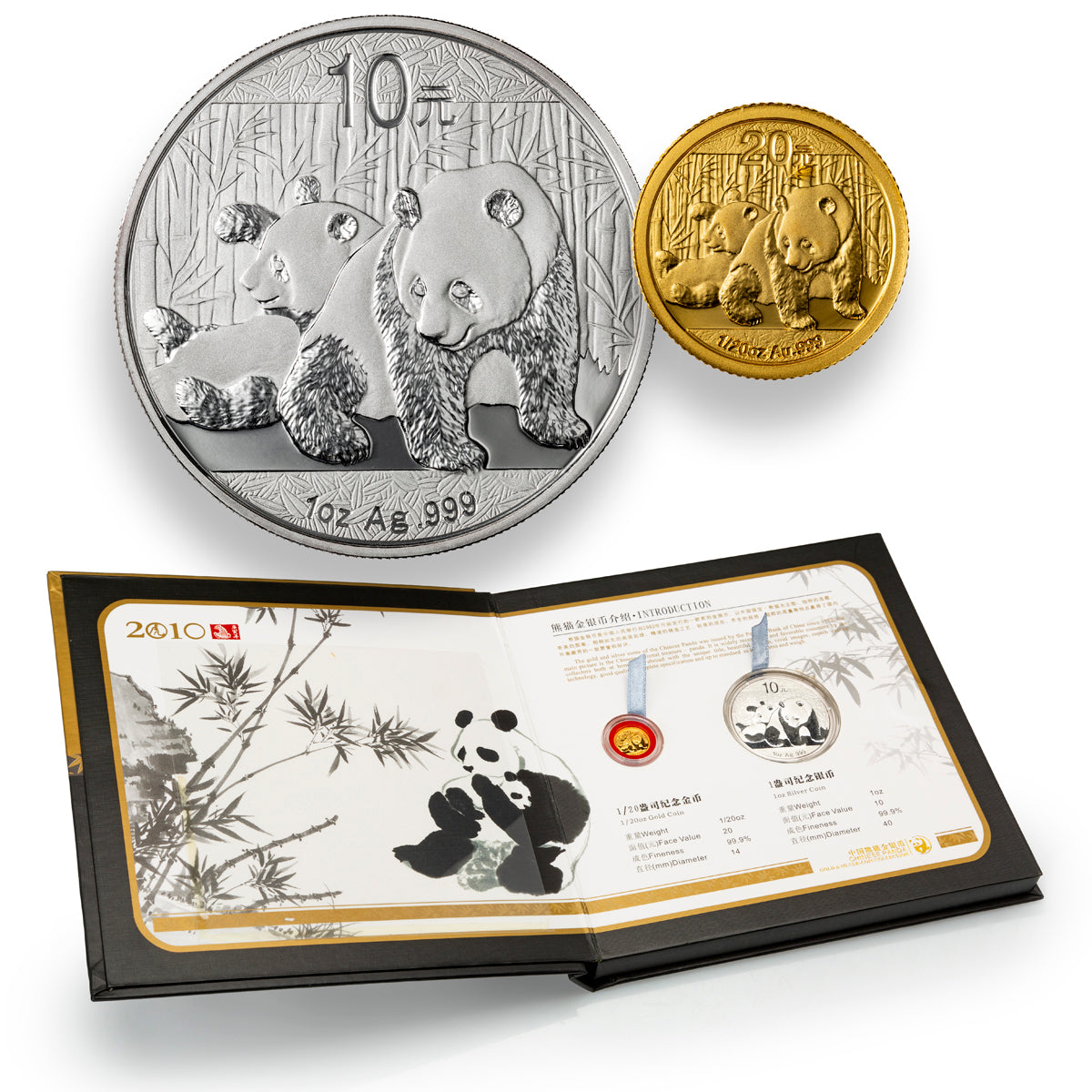 2010 $20 Chinese Panda Gold and Silver Coin Set