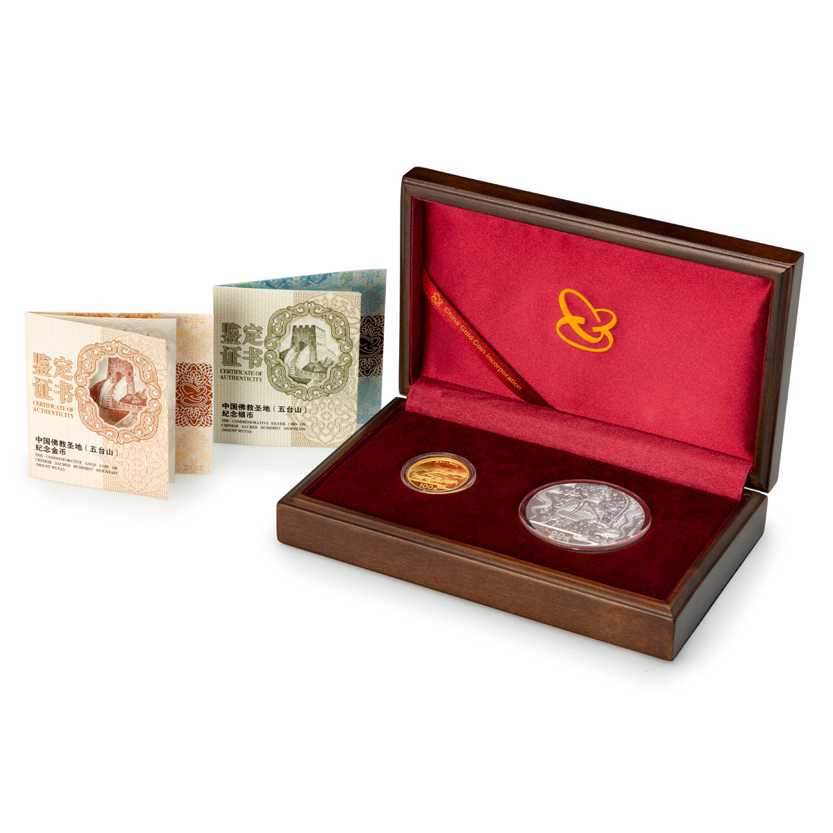 2012 Chinese Sacred Buddhist Mountain (Wutai) Commemorative Gold and Silver Coin Set