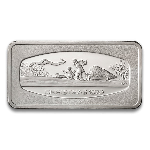 United States 1979 Christmas 1000 Grains Sterling Silver Bar