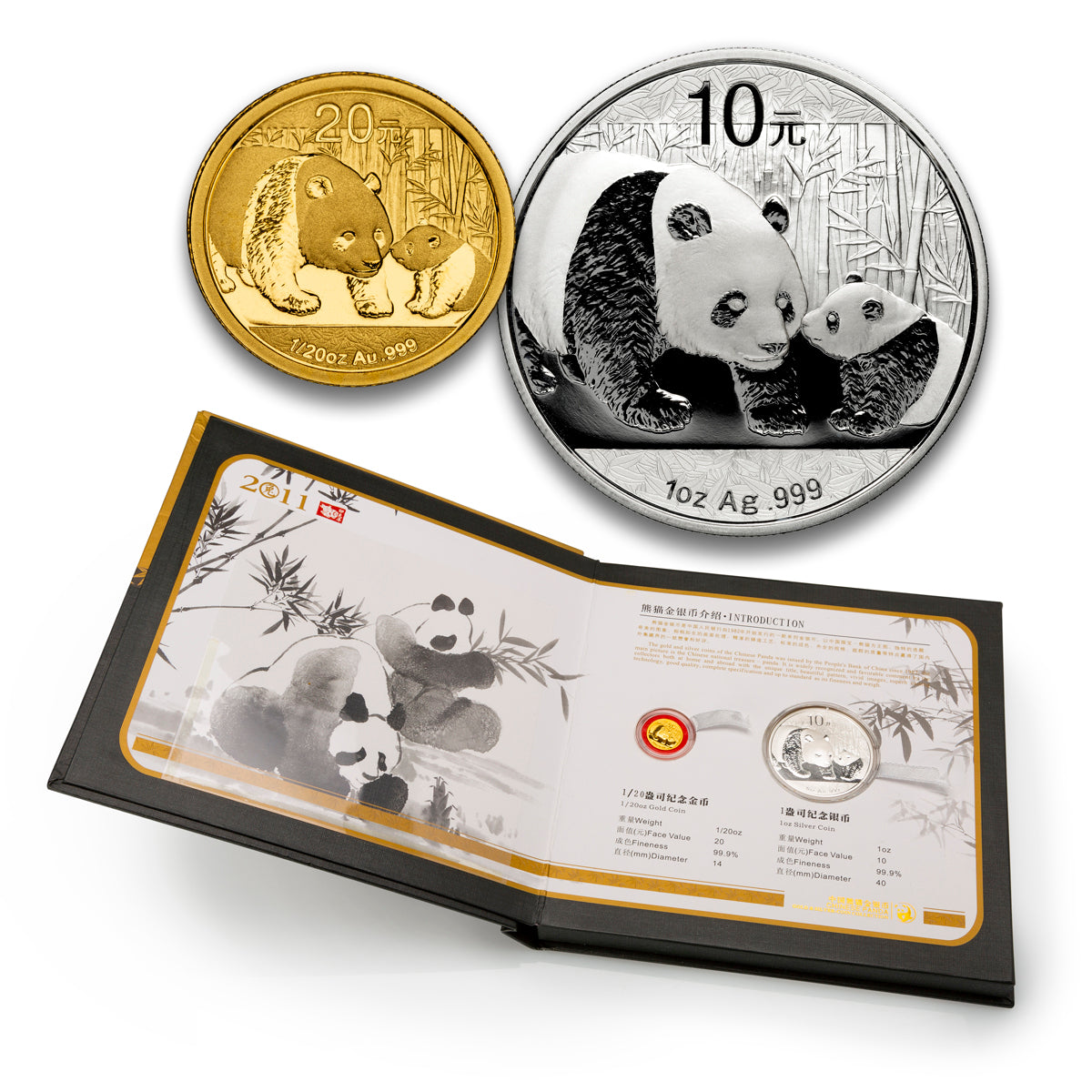 2011 Chinese Panda Gold and Silver Coin Set