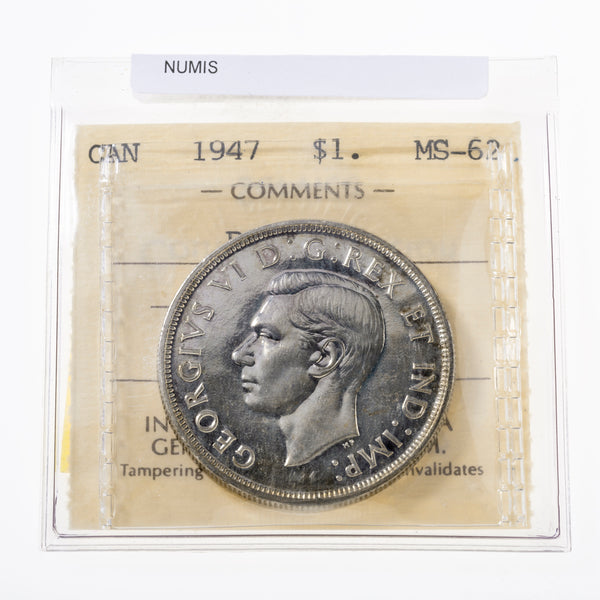 $1 1947 Blunt 7 ICCS MS-62