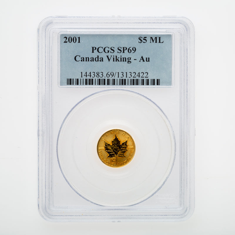 $5 2001 Gold Maple Leaf Viking Privy PCGS SP-69