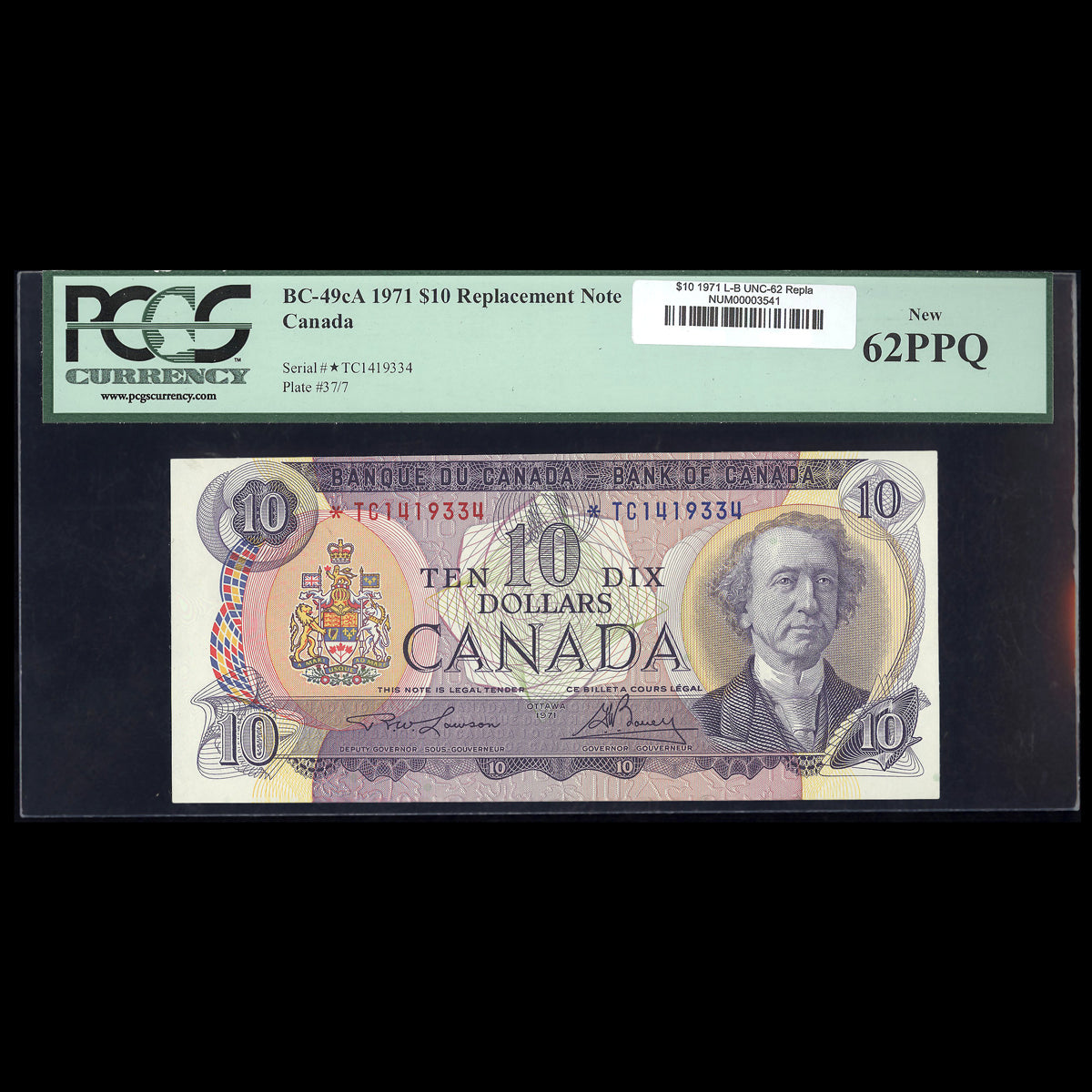 $10 1971 Multicolour Series Replacement Lawson-Bouey Prefix *TC UNC-62