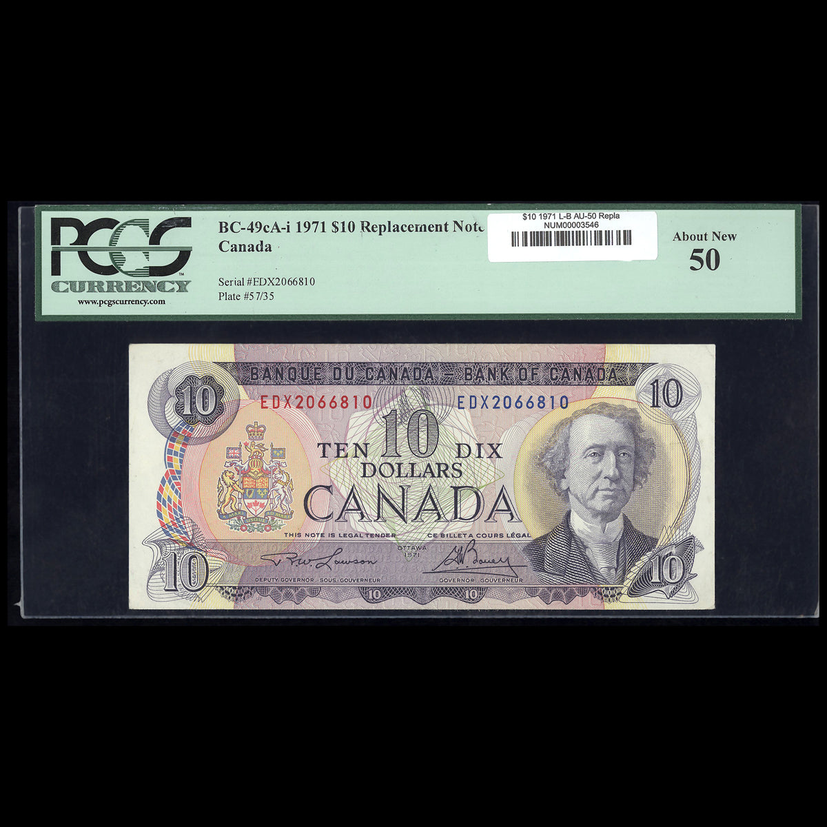 $10 1971 Multicolour Series Replacement Lawson-Bouey Prefix EDX AU-50