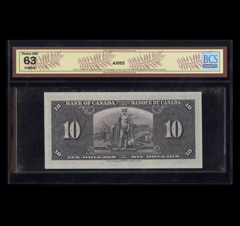 $10 1937 Gordon-Towers Bank of Canada Prefix D/D CUNC-63