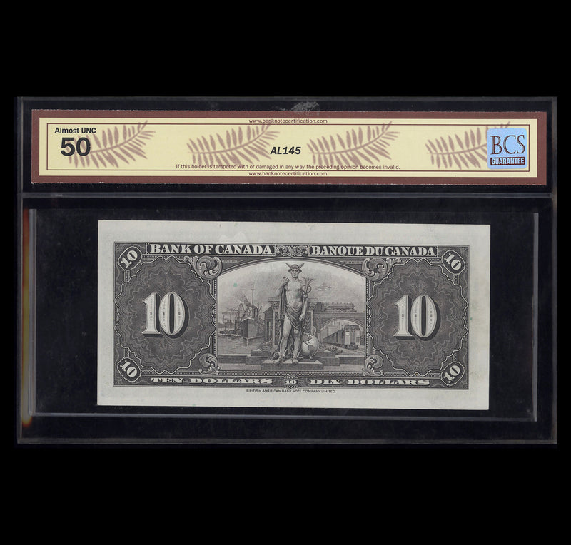 $10 1937 Coyne-Towers Bank of Canada Prefix A/T AU-50