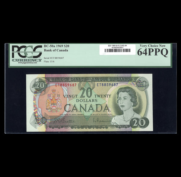 $20 1969 BC-50a Beattie-Rasminsky Prefix ET PCGS CUNC-64