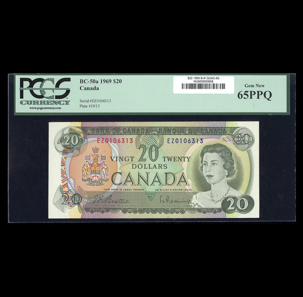 $20 1969 BC-50a Beattie-Rasminsky Prefix EZ PCGS GUNC-65
