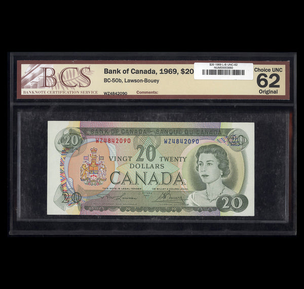 $20 1969 BC-50b Lawson-Bouey Prefix WZ BCS UNC-62