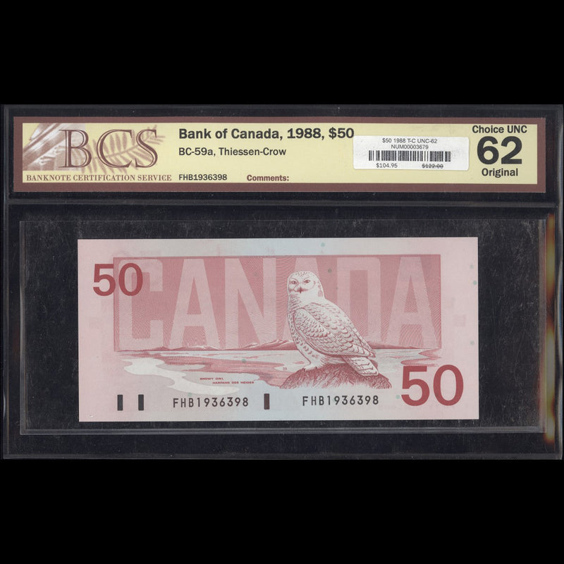 $50 1988 BC-59a Thiessen-Crow Prefix FHB BCS UNC-62