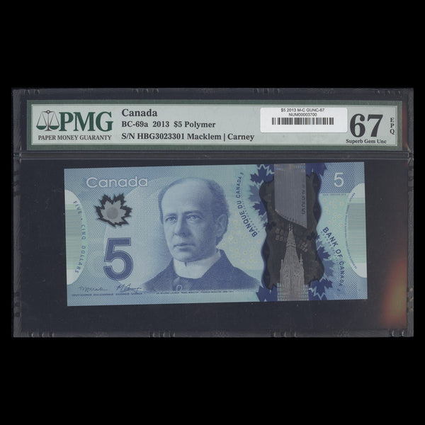 $5 2013 BC-69a Macklem-Carney Prefix HBG PMG GUNC-67