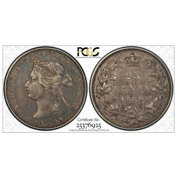 25 Cent 1880H Obv 2, N/W 0 PCGS EF-45