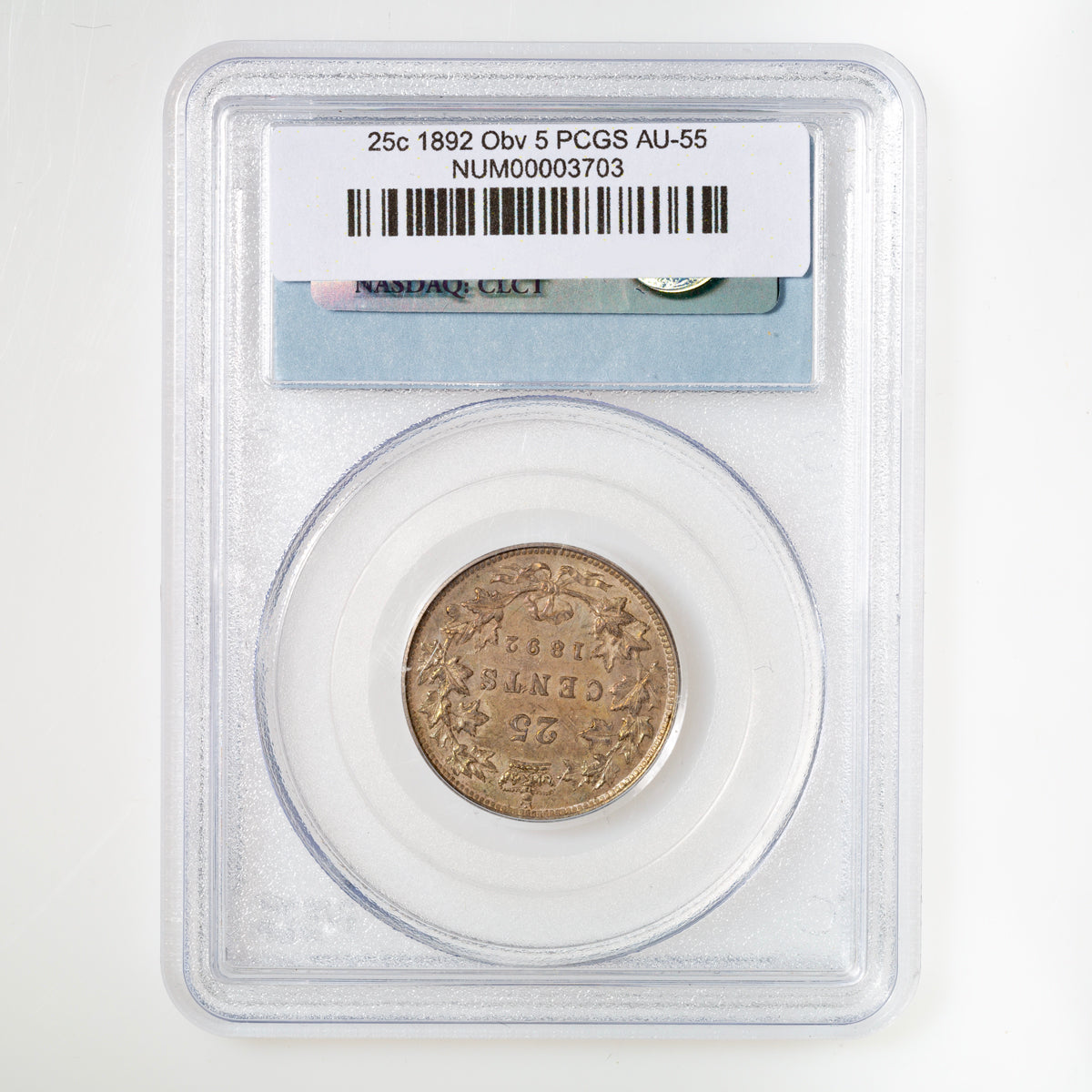 25 Cent 1892 Obv 5 PCGS AU-55