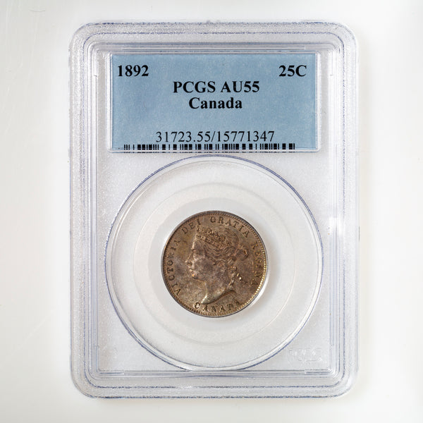 25 Cent 1892 Obv 5 PCGS AU-55
