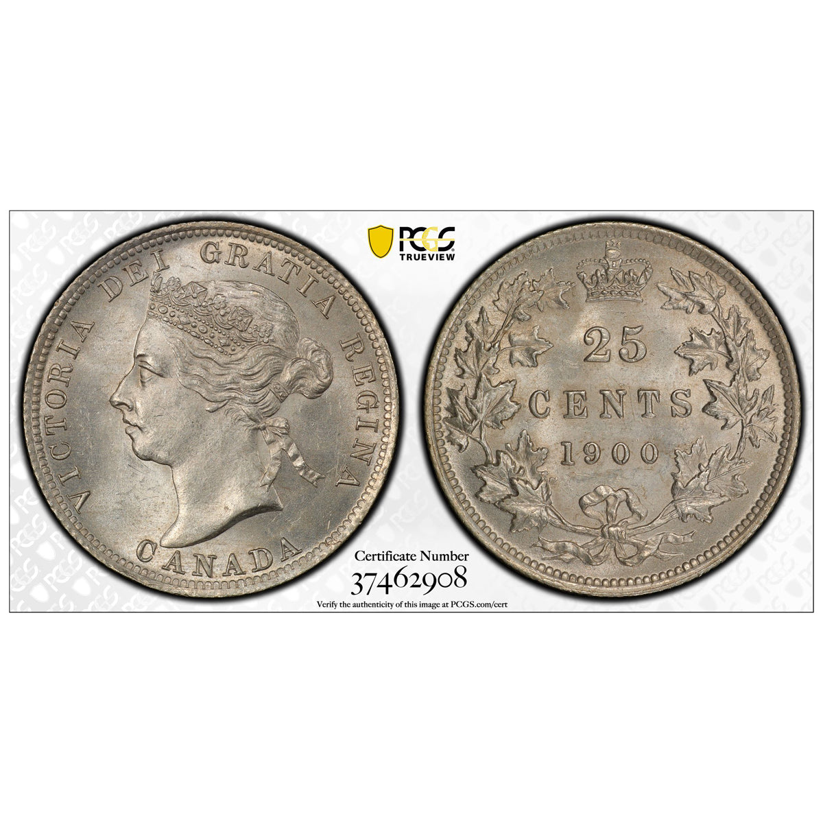 25 Cent 1900 Obv 5 PCGS MS-64