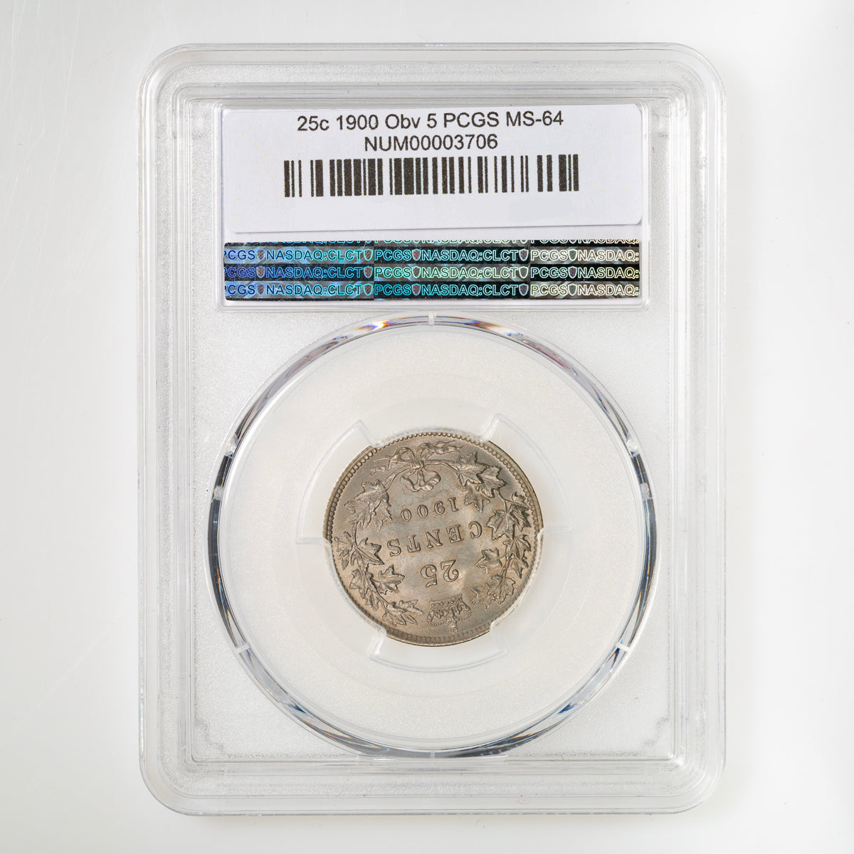 25 Cent 1900 Obv 5 PCGS MS-64