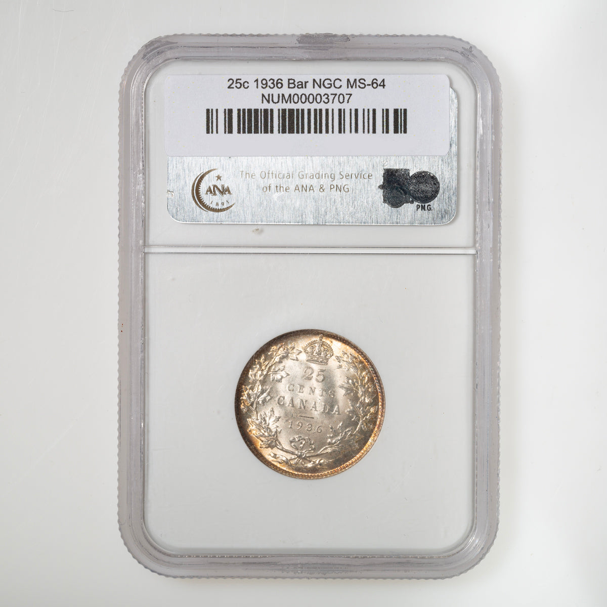 25 Cent 1936 Bar NGC MS-64