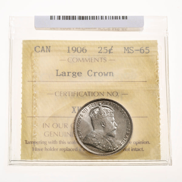 25 Cent 1906 Large Crown ICCS MS-65