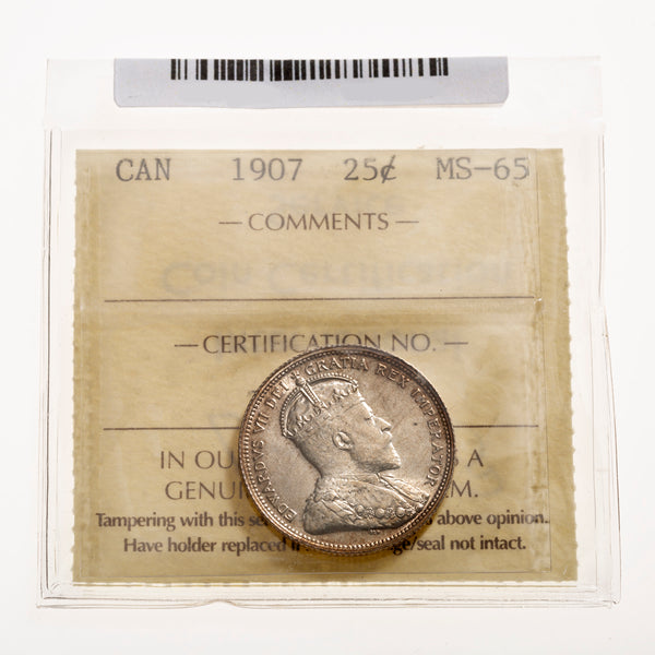 25 Cent 1907 ICCS MS-65