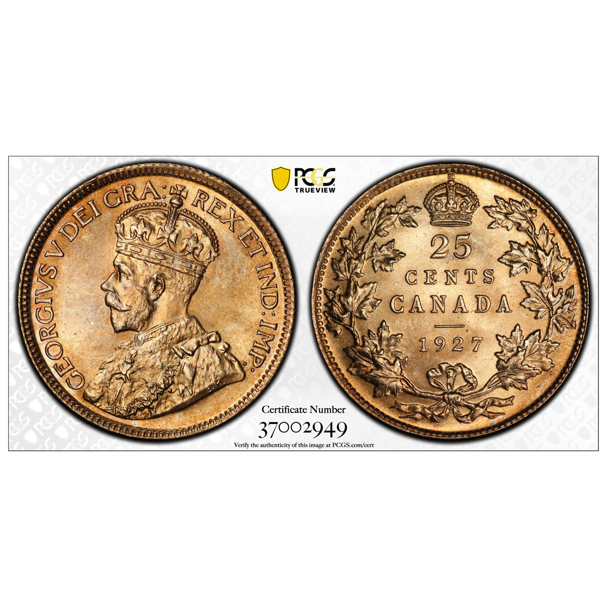 25 Cent 1927 PCGS MS-65