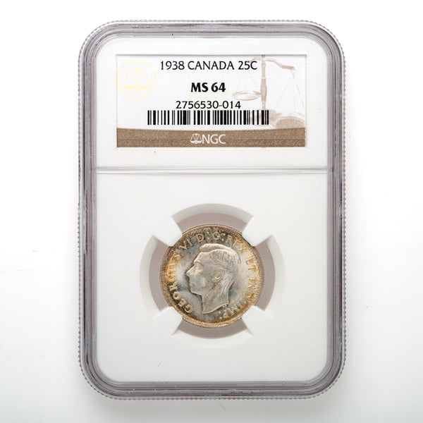 25 Cent 1938 NGC MS-64