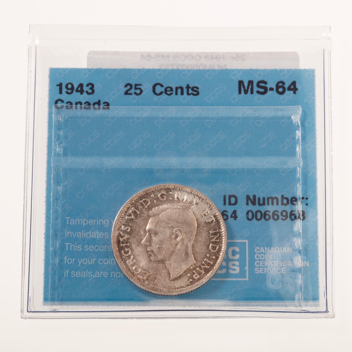 25 Cent 1943 CCCS MS-64