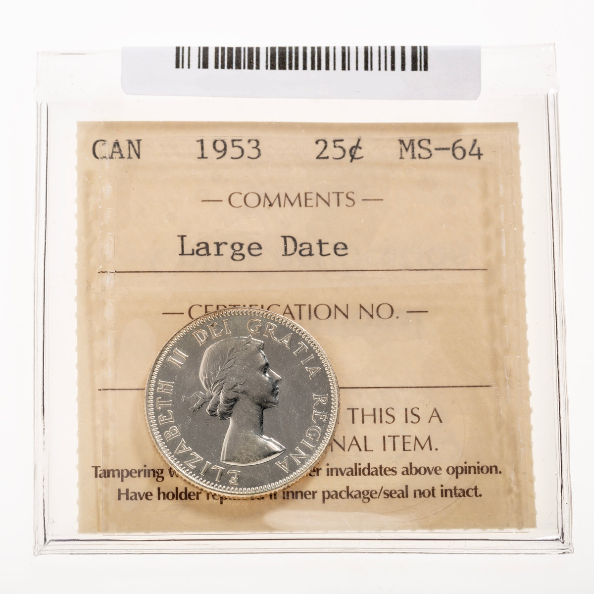 25 Cent 1953 NSF LD ICCS MS-64