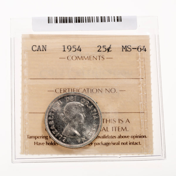 25 Cent 1954 ICCS MS-64