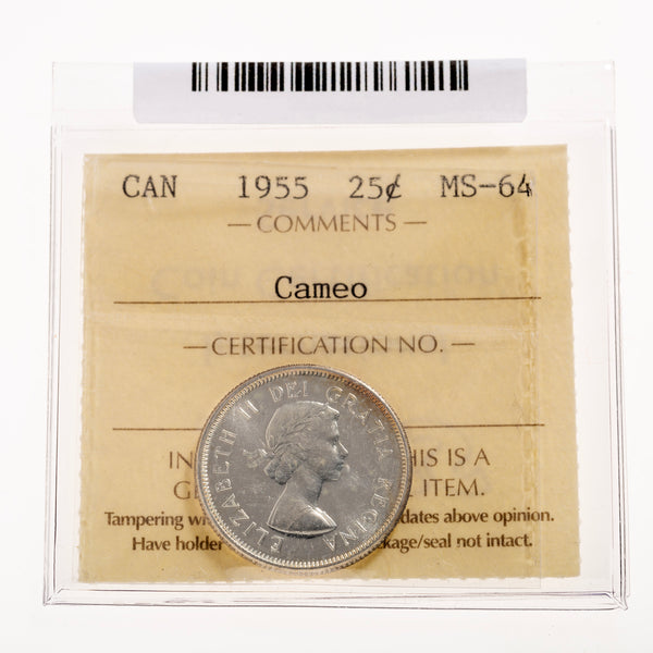 25 Cent 1955 Cameo ICCS MS-64