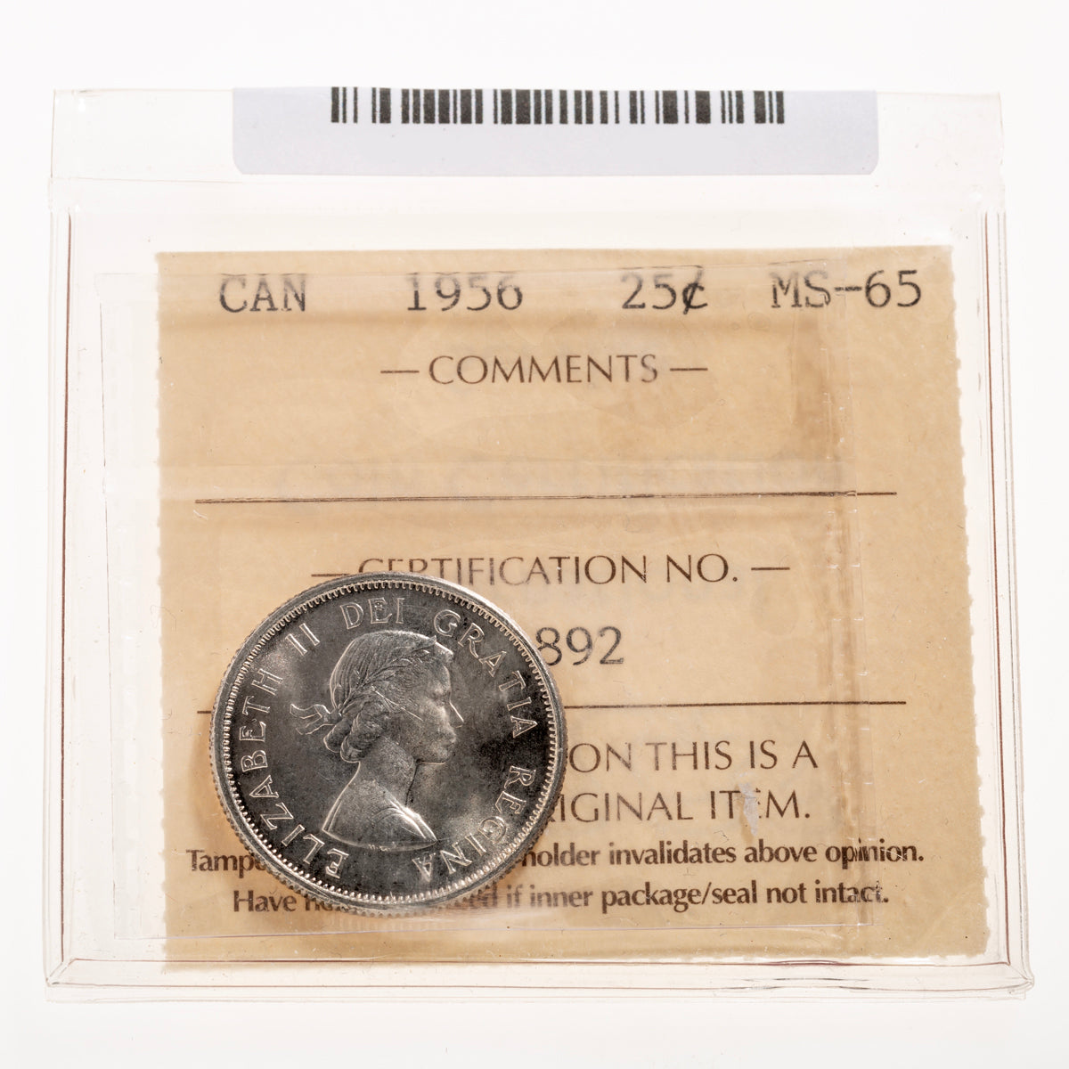 25 Cent 1956 ICCS MS-65