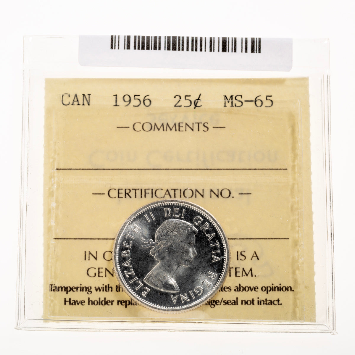 25 Cent 1956 ICCS MS-65