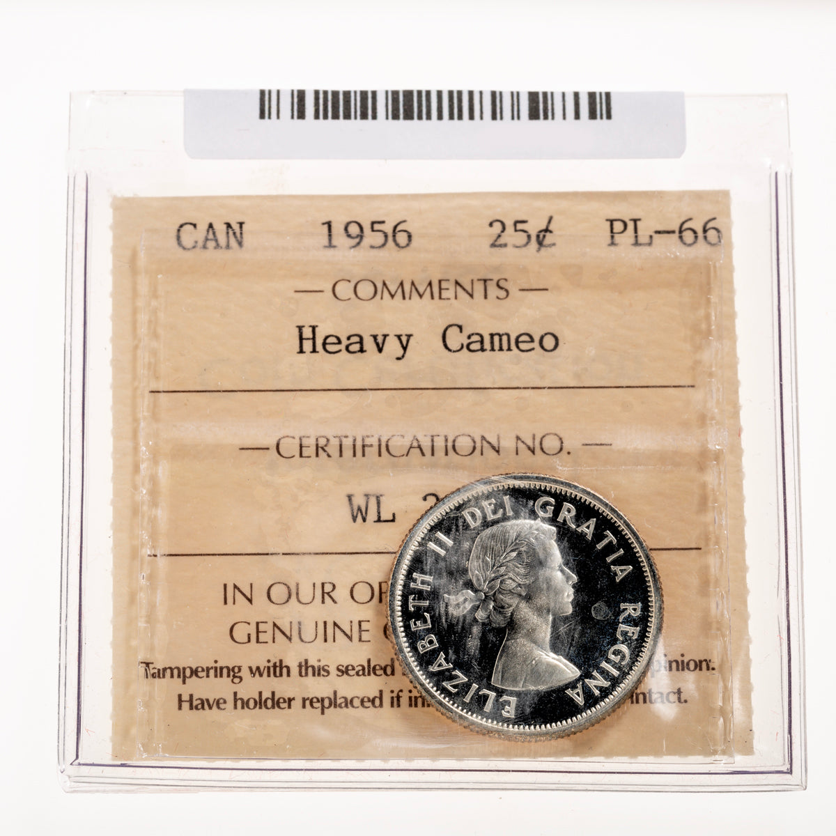 25 Cent 1956 Heavy Cameo ICCS PL-66