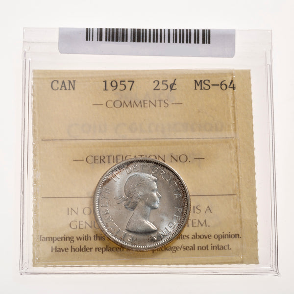 25 Cent 1957 ICCS MS-64