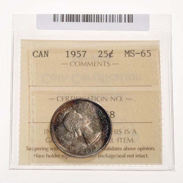 25 Cent 1957 ICCS MS-65