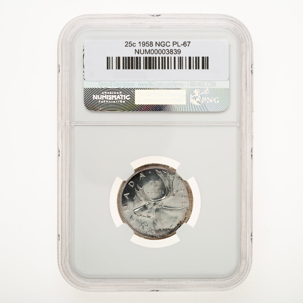 25 Cent 1958 Cameo NGC PL-67