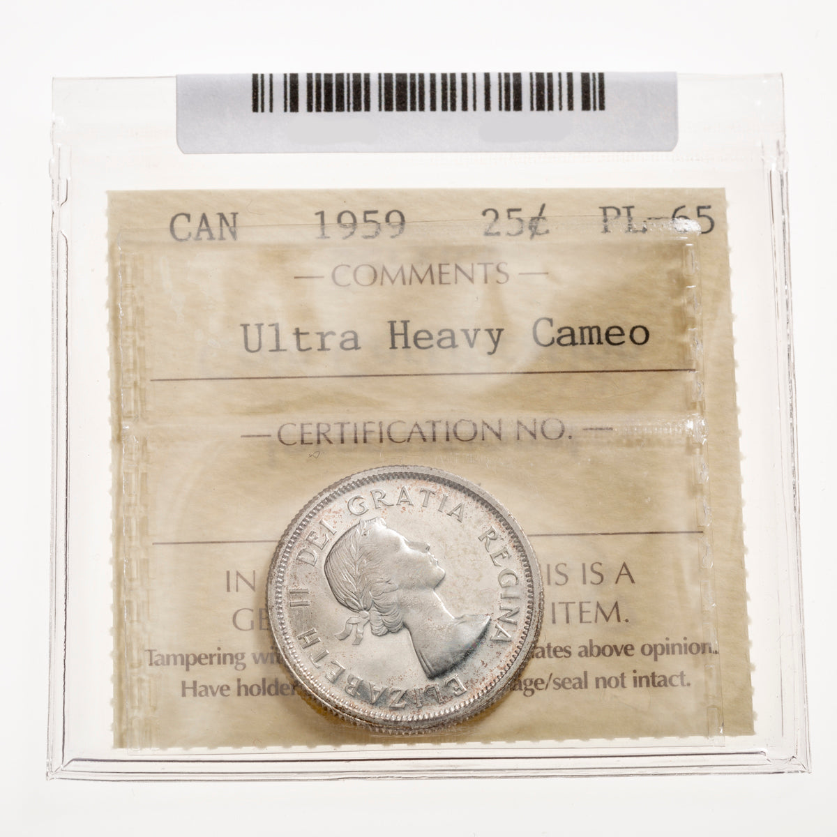 25 Cent 1959 Ultra HeavyCameo ICCS PL-65