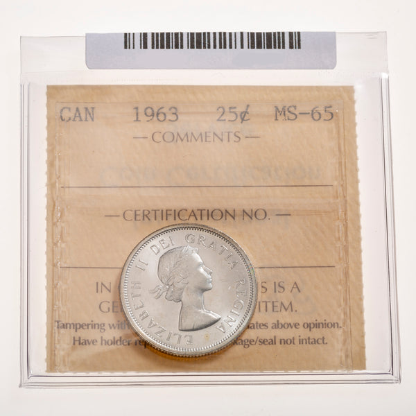 25 Cent 1963 ICCS MS-65