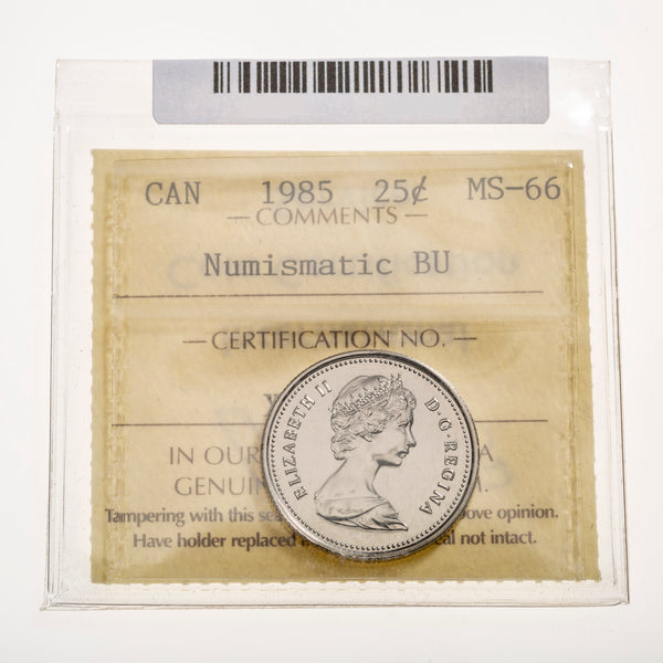 25 Cent 1985 Numismatic BU ICCS MS-66