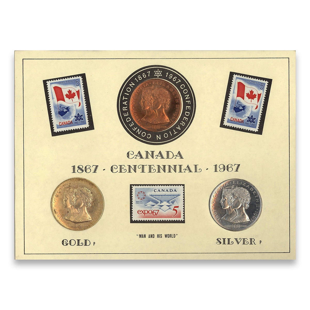 Canada 1867-1967 3 Medallion and Postage Centennial Set